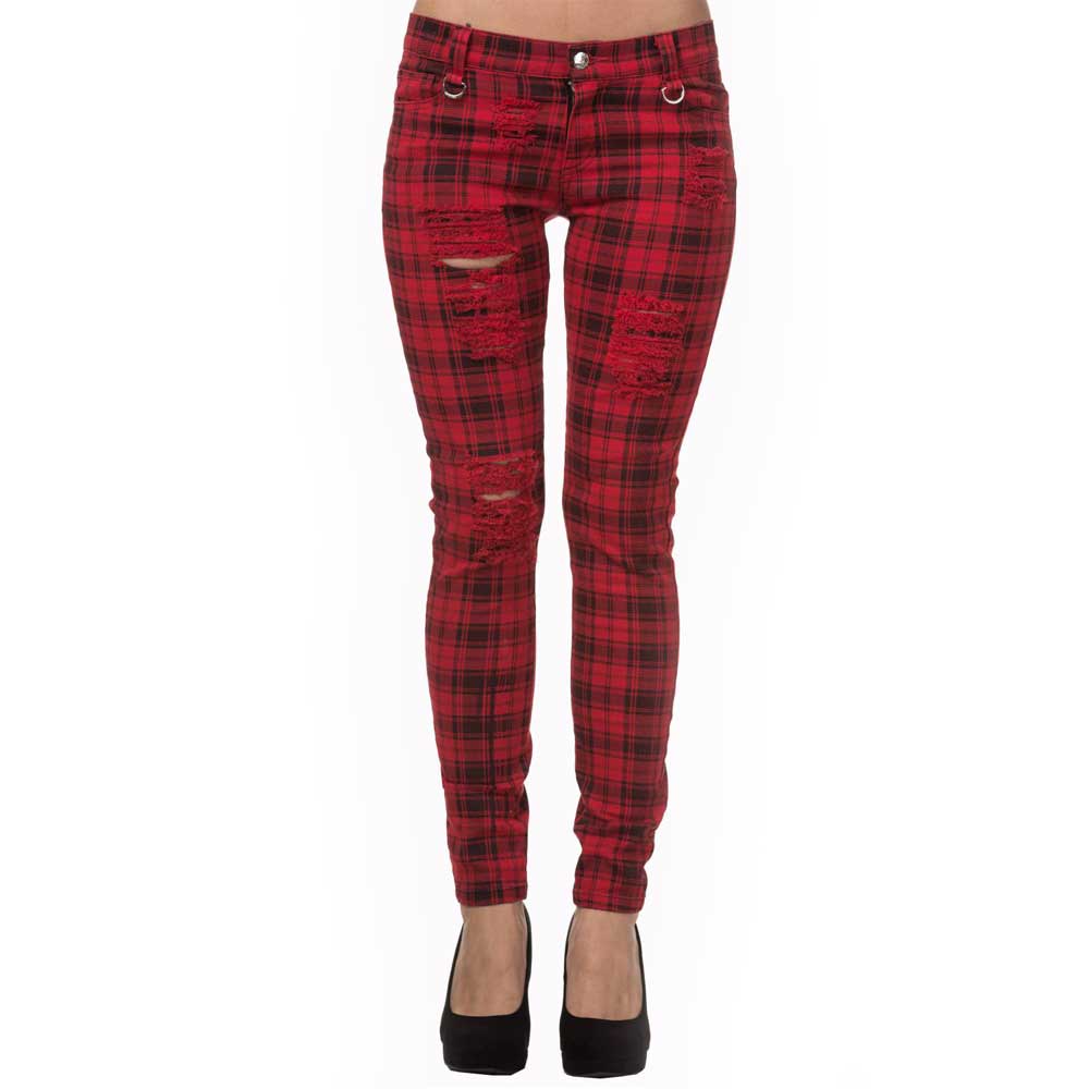 Banned - MOVE ON UP Trousers skinny fit - Red/Black